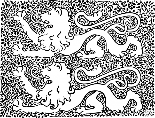 Vintage Stylised Lion Design coloring page image