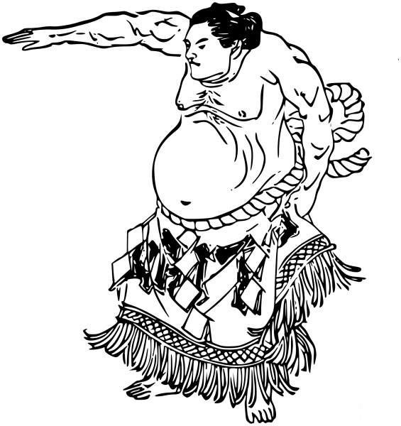 Vintage Sumo Wrestler coloring page image