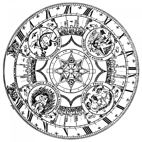 Vintage Sundial Face coloring page image