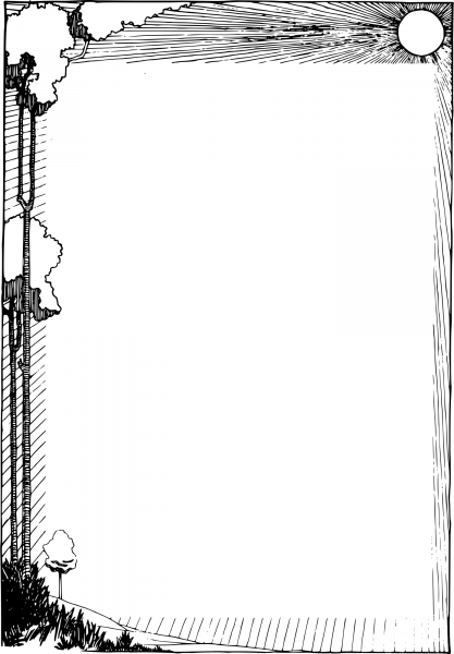Vintage Sunny Nature Frame coloring page image