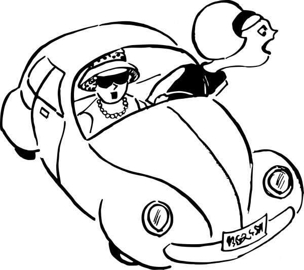 Vintage Surprised Driver coloring page image