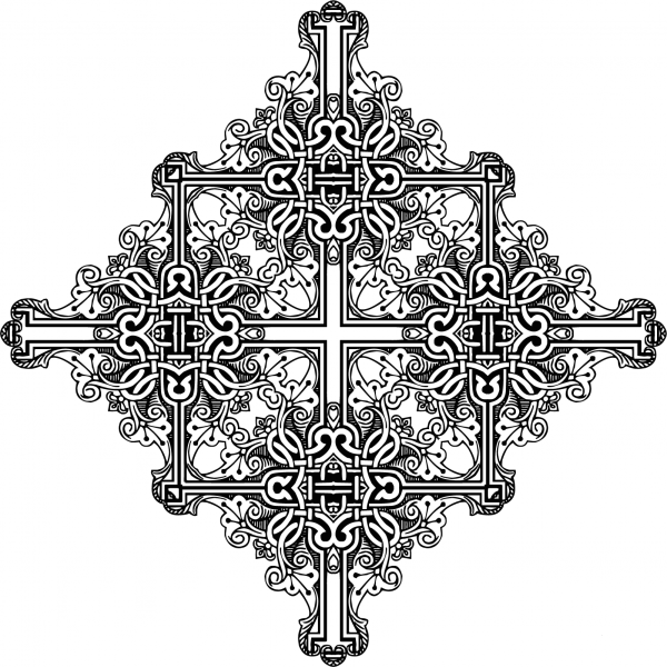 Vintage Symmetric Frame Cross coloring page image