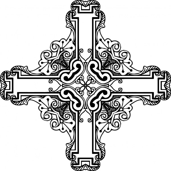 Vintage Symmetric Frame Cross coloring page image