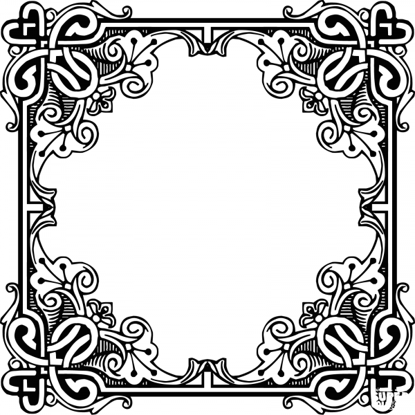 Vintage Symmetric Frame Square coloring page image