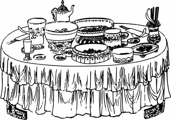 Vintage Table Spread coloring page image