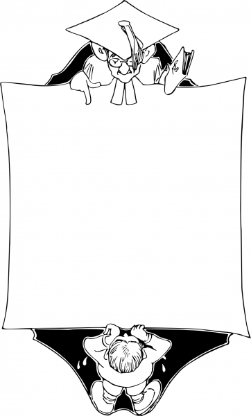 Vintage Teacher and Pupil Frame coloring page image