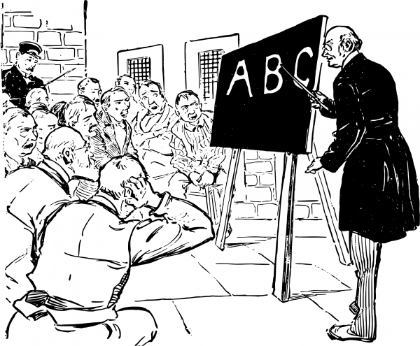 Vintage Teaching the Abcs coloring page image