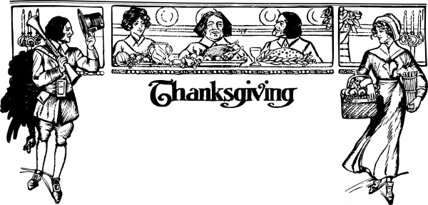 Vintage Thanksgiving Banner coloring page image