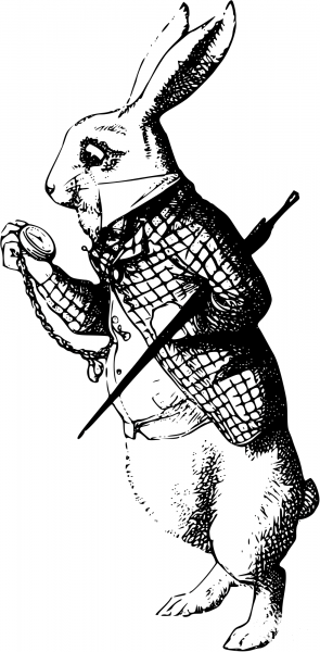 Vintage the White Rabbit Isolated Black coloring page image