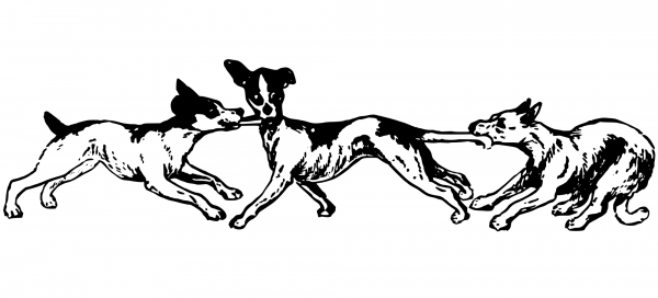 Vintage Three Dogs coloring page image