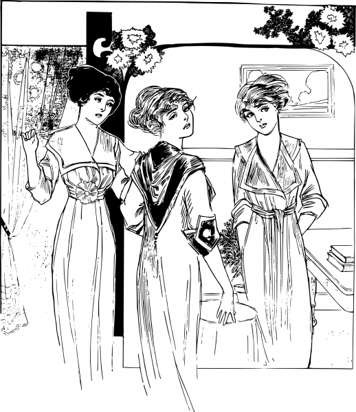 Vintage Three Sisters coloring page image