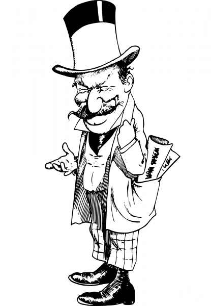 Vintage Top Hat Man Standing coloring page image