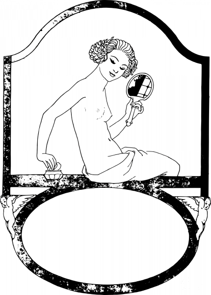 Vintage Topless Lady Frame coloring page image