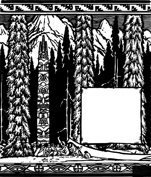 Vintage Totem Pole Frame coloring page image