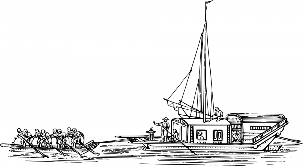 Vintage Towing a Boat coloring page image