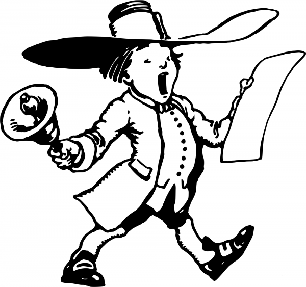 Vintage Town Crier coloring page image