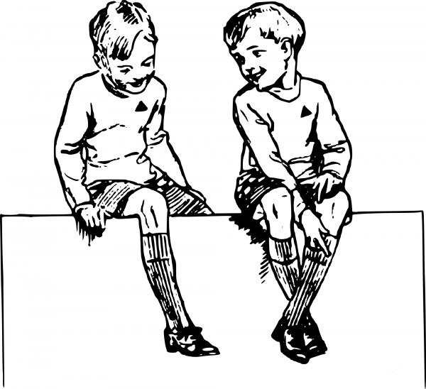 Vintage Toy Boys Sitting coloring page image