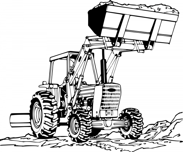 Vintage Tractor Loader coloring page image