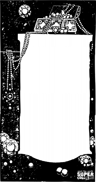 Vintage Treasure Chest Frame coloring page image