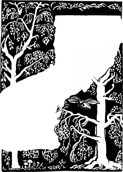 Vintage Trees Frame coloring page image