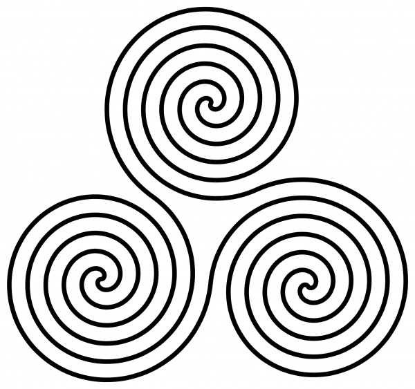 Vintage Triskelion coloring page image