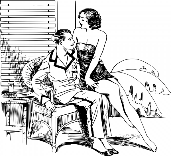 Vintage Tropical Scene coloring page image