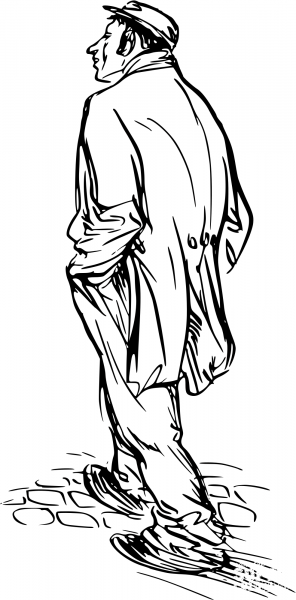 Vintage Trudging Man coloring page image