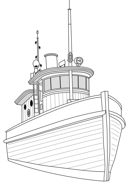 Vintage Tugboat coloring page image
