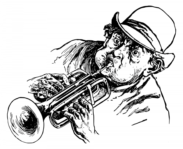 Vintage Tumpet Man coloring page image