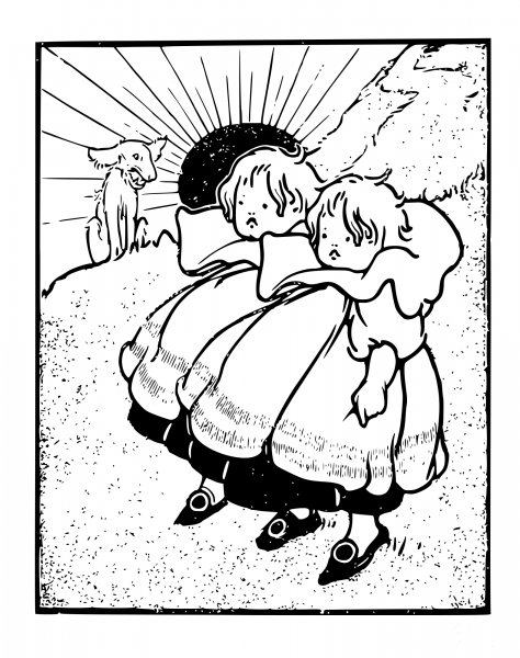 Vintage Twin Sad Kids coloring page image