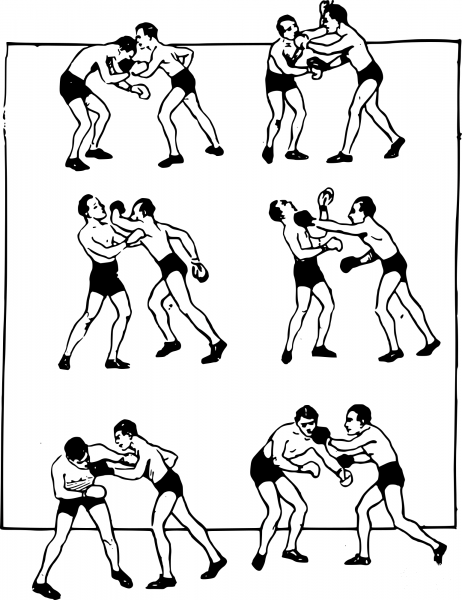Vintage Two Boxers coloring page image