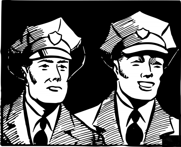 Vintage Two Cops coloring page image