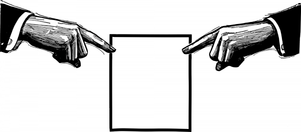 Vintage Two Hands Point Frame coloring page image