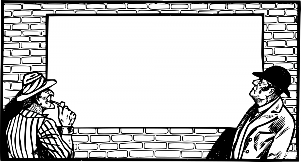 Vintage Two Men and a Wall coloring page image