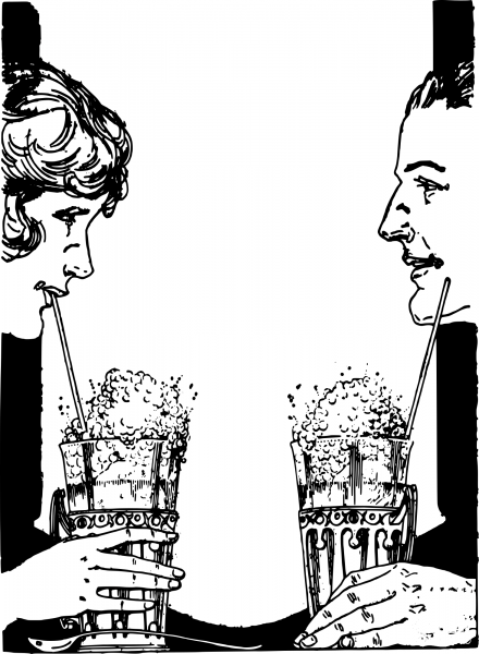 Vintage Two Soda Drinks Frame coloring page image
