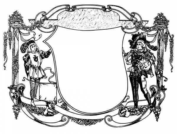 Vintage Two Squires Frame coloring page image