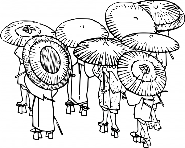 Vintage Umbrellas coloring page image
