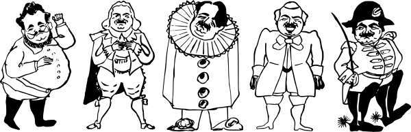 Vintage Various Characters coloring page image