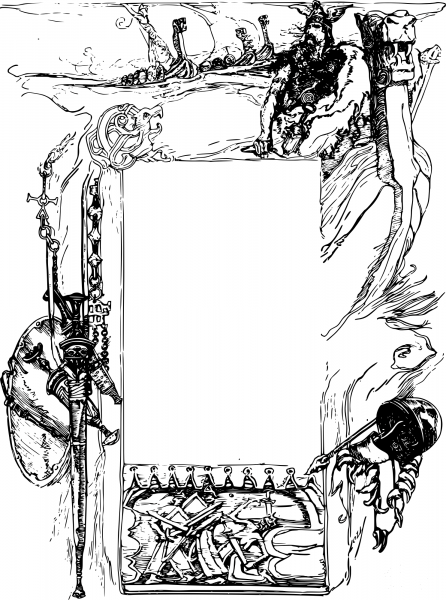 Vintage Viking Courage Frame coloring page image
