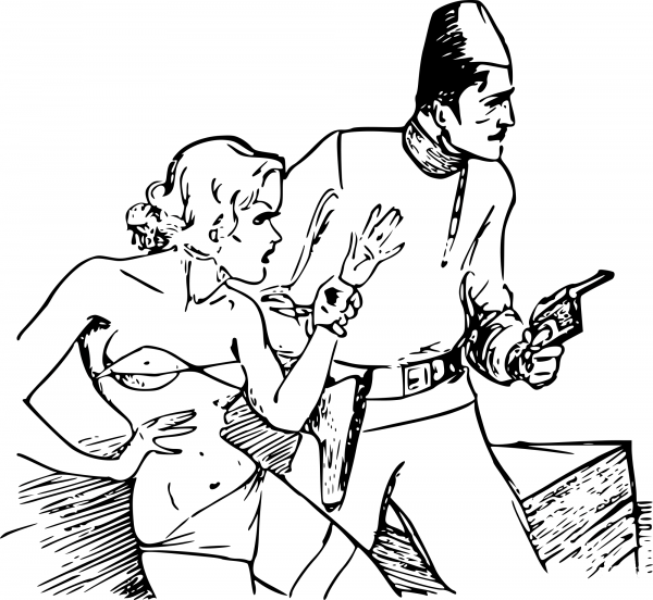 Vintage Vintage Action Scene coloring page image
