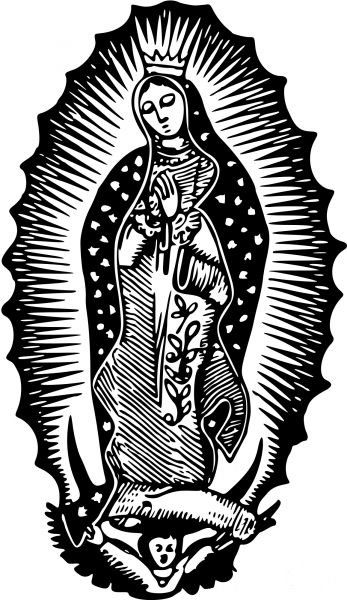Vintage Virgin of Guadalupe coloring page image