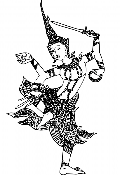 Vintage Vishnu coloring page image
