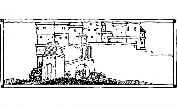 Vintage Walled City coloring page image
