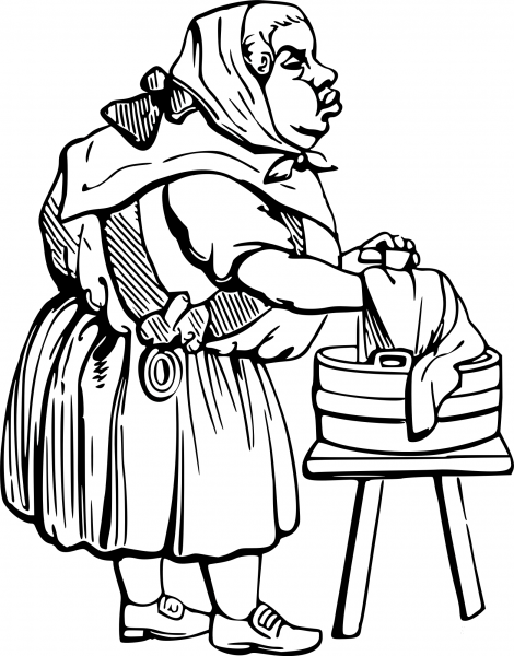 Vintage Washer Woman coloring page image