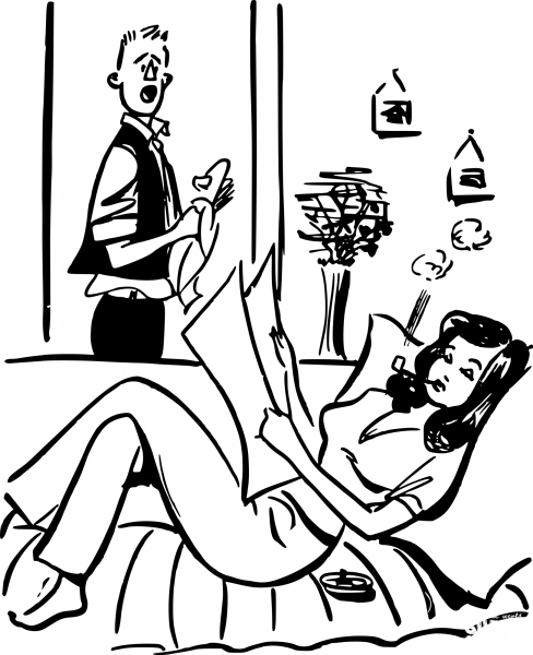 Vintage Wasing Dishes coloring page image