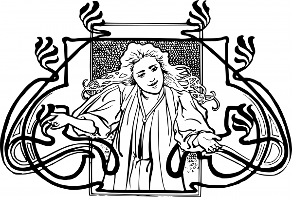 Vintage Welcoming Woman coloring page image