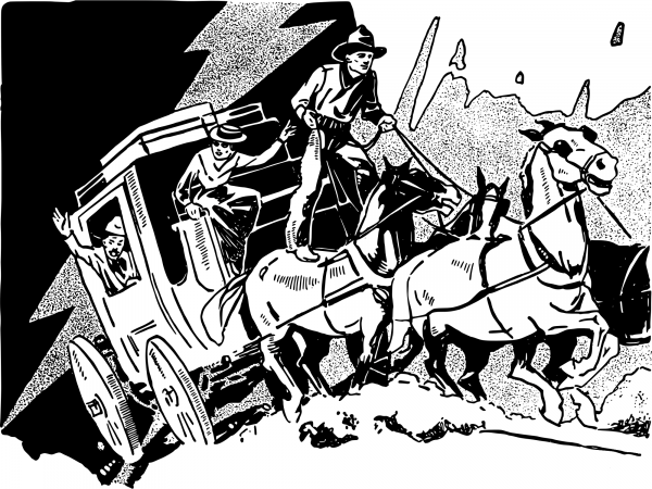 Vintage Wild Stagecoach coloring page image