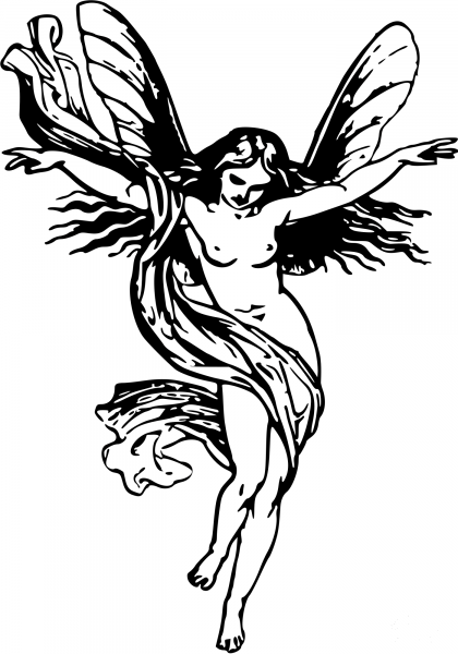 Vintage Winged Lady coloring page image