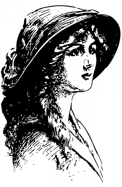 Vintage Woman in a Hat coloring page image