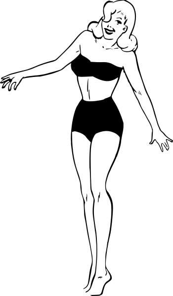 Vintage Woman in Retro Bikini coloring page image